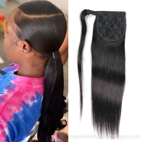Cheap Kinky Straight Human Hair Ponytail Virgin Brazilian Yaki Straight Ponytails For Black Women